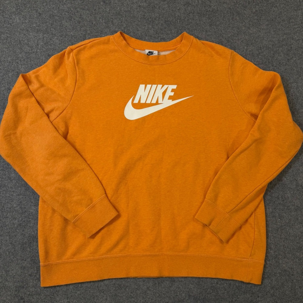 Nike Sportswear Club Fleece Crewneck Sweatshirt Orange DQ5832-871 Womens Large